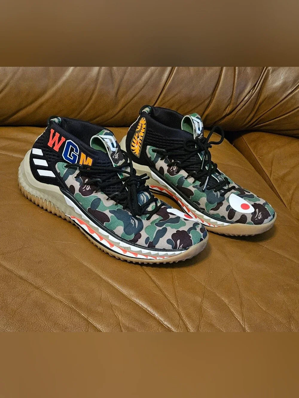 Men's Adidas Bathing Ape Dame 4 Camo WGM Sneakers Size 7